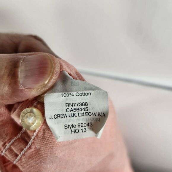 J. Crew Mens Size Large Quality Woven Cotton Button Down Shirt Peach Long Sleeve - Picture 7 of 7